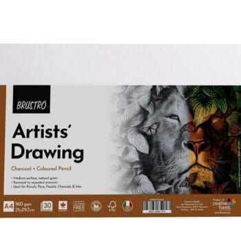 BRUSTRO Artist's Drawing Papers | 160 GSM, A4, Pack of 30 Sheets | Ideal for Students,Adults, Coloring, Art, Craft, Natural Grain, Graphite, Charcoal, Pastels, Sketching, Shading, Drawing and Portrait