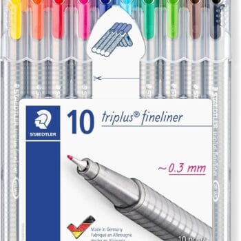 Staedtler 334 SB10 Triplus Fineliner Tip Pen in Staedtler Box - Pack of 10 (Multicolor)